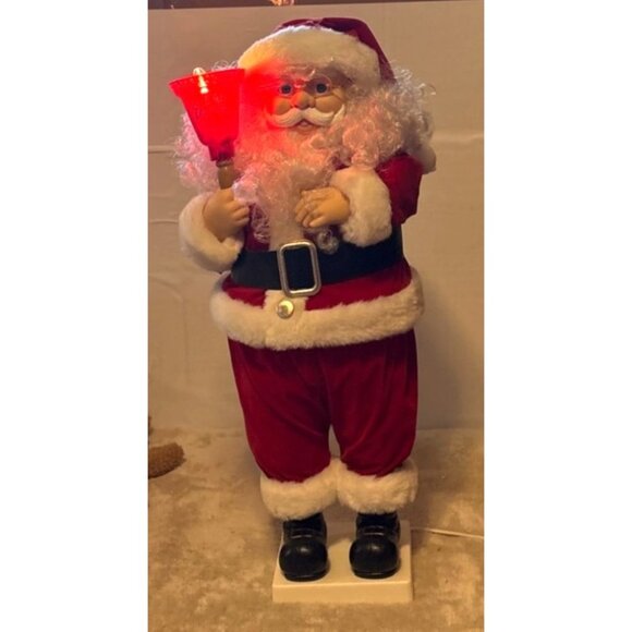 Telco Motionette Santa Claus Figure Holding Red Light-Up Bell 23.5" Tall - Picture 3 of 12
